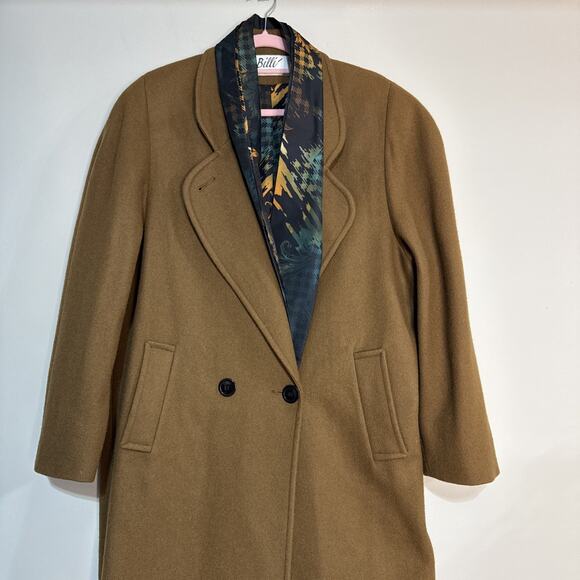 Billi By Billycoat Womens Brown Trench Coat Wool Blend Button Front Peak Lapel - Picture 2 of 16